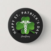 Nurse Caduceus Medical Green Kleeblatt St Patrick Button (Vorderseite)