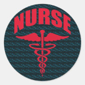 Nurse Caduceus Red Runder Aufkleber (Vorderseite)
