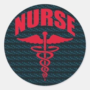 Nurse Caduceus Red Runder Aufkleber