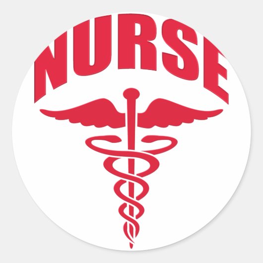 Nurse Caduceus Red Runder Aufkleber (Vorderseite)