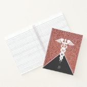 Nurse Caduceus Rose Gold Glitzer Mit Monogramm Notizblock (Innenseite)