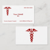 Nurse Caduceus White Visitenkarte (Vorne/Hinten)