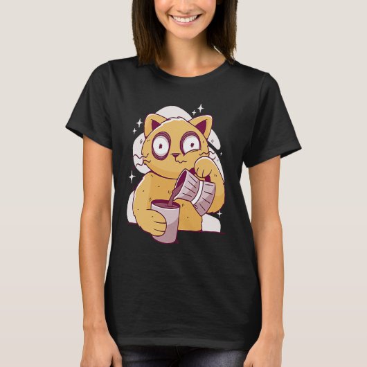 Nurse Caffeine Lover Coffee Drinking Funny Cat Dri T-Shirt (Vorderseite)