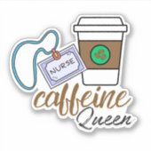 Nurse Caffeine Queen Waterproof Aufkleber (Vorderseite)