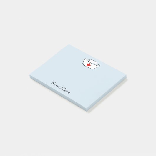 Nurse Cap Add Name 4x3 Post-it Klebezettel (angewinkelt)