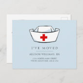 Nurse Cap Blue Moving Ankündigungspostkarte (Vorne/Hinten)