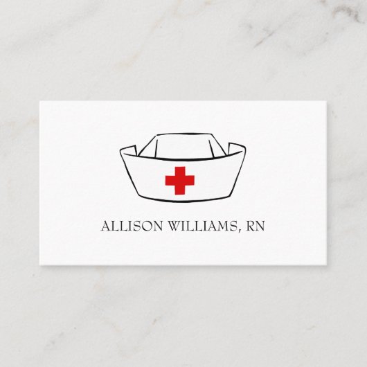 Nurse Cap Mit Monogramm Name Weiß Beruflich Visitenkarte (Vorderseite)