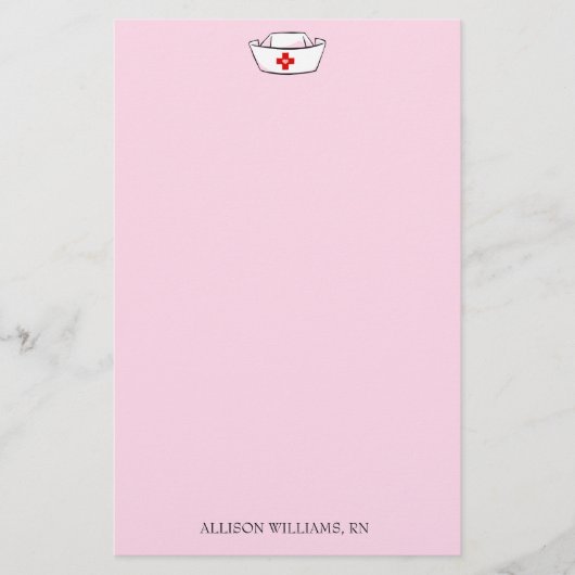 Nurse Cap-Name hinzufügen Rosa Briefpapier (Vorderseite)