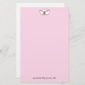 Nurse Cap-Name hinzufügen Rosa Briefpapier (Vorne/Hinten)