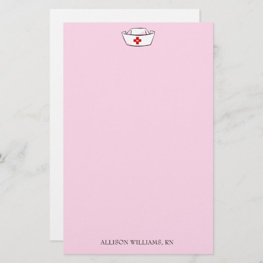 Nurse Cap-Name hinzufügen Rosa Briefpapier (Vorne/Hinten)