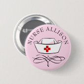 Nurse Cap Name Pink hinzufügen Button (Vorne & Hinten)