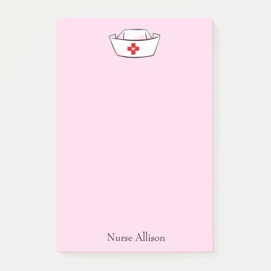 Nurse Cap Name Rosa 4x6 hinzufügen Post-it Klebezettel (Vorderseite)