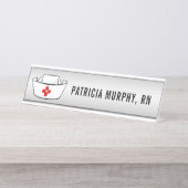 Nurse Cap RN Monogramm Name Silver Schreibtischnamensplakette (Vorderseite )