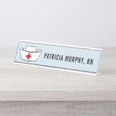 Nurse Cap RN Personalisiert Name Blau Schreibtischnamensplakette (Vorderseite )
