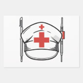 Nurse Cap with Red Cross and Medical Tools Design Geschenkpapier Set (Vorderseite 3)