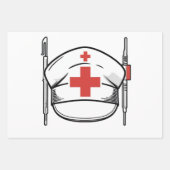 Nurse Cap with Red Cross and Medical Tools Design Geschenkpapier Set (Vorderseite 2)