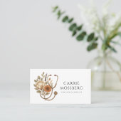 Nurse Caregiver Boho Floral Stethoscope  Visitenkarte (Stehend Vorderseite)