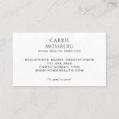 Nurse Caregiver Boho Floral Stethoscope  Visitenkarte (Rückseite)