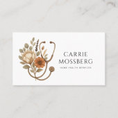 Nurse Caregiver Boho Floral Stethoscope  Visitenkarte (Vorderseite)