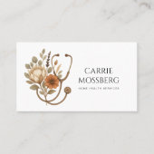Nurse Caregiver Boho Floral Stethoscope  Visitenkarte (Vorderseite)