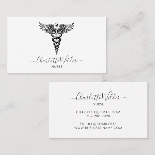 Nurse Caregiver Caduceus Visitenkarte (Vorne/Hinten)
