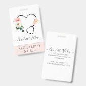 Nurse Caregiver Floral Stethoscope Ausweis (Front & Back)