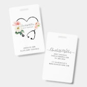 Nurse Caregiver Floral Stethoscope Ausweis (Front & Back)