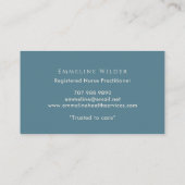 Nurse Caregiver Floral Stethoscope Blue Visitenkarte (Rückseite)