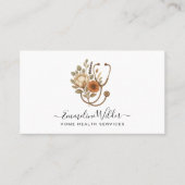 Nurse Caregiver Floral Stethoscope Business Card Visitenkarte (Vorderseite)