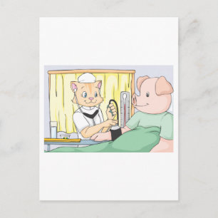 Nurse Cat Kontrolle des Blutdrucks von Schweinefle Postkarte