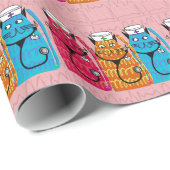 Nurse Cats Geschenke Wrap Pink Geschenkpapier (Rolleneckpunkt)