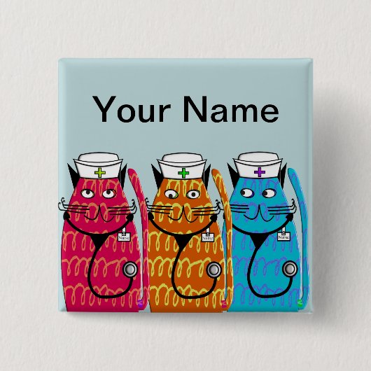 Nurse Cats Name Abzeichen Buttone angepasst IV Button (Vorderseite)