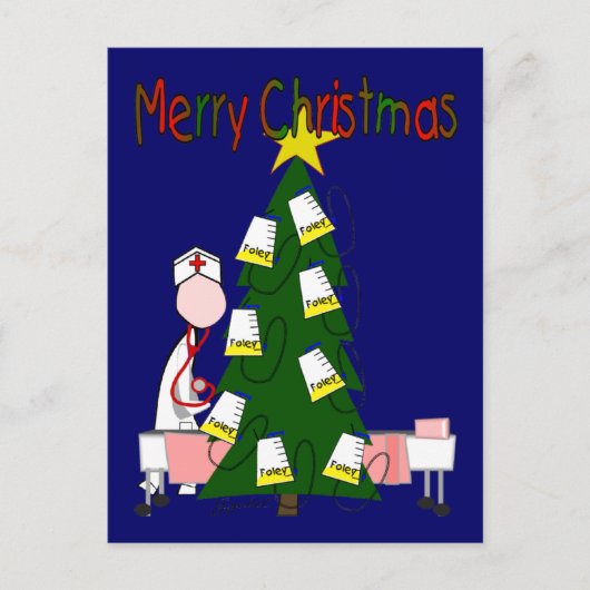 Nurse Christmas Design "Frohe Weihnachten" Feiertagspostkarte (Vorderseite)