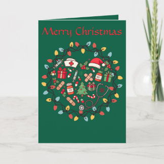 Nurse Christmas Folded Greeting Card Karte