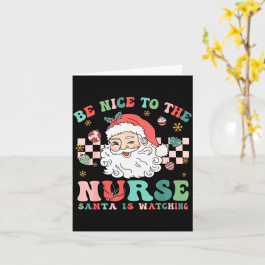 Nurse Christmas Shirt Be Nice To The Nurse Santa I Karte (Gelbe Blume)