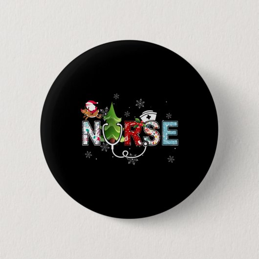 Nurse Christmas Stethoscope Nurses Xmas Pajamas Pj Button (Vorderseite)