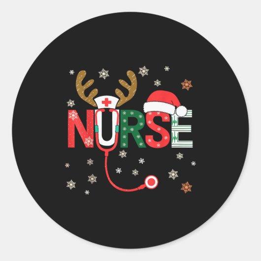 Nurse Christmas Stethoscope Nurses Xmas  Runder Aufkleber (Vorderseite)