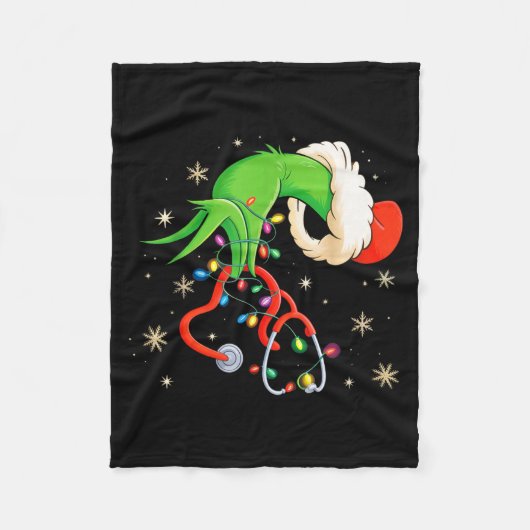 Nurse Christmas Stethoscope Nurses Xmas Santa Wome Fleecedecke (Vorderseite)