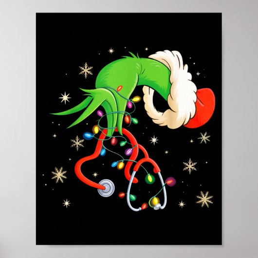 Nurse Christmas Stethoscope Nurses Xmas Santa Wome Poster (Vorne)