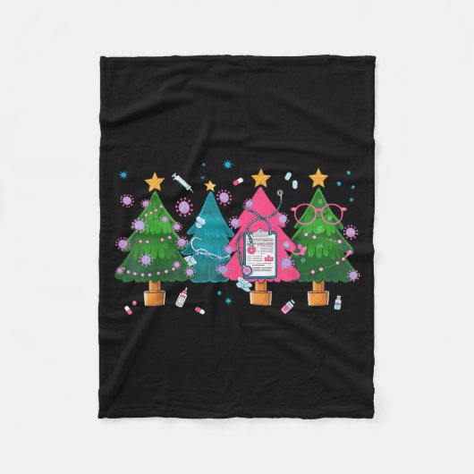 Nurse Christmas Stethoscope Nurses Xmas Scrub Top Fleecedecke (Vorderseite)