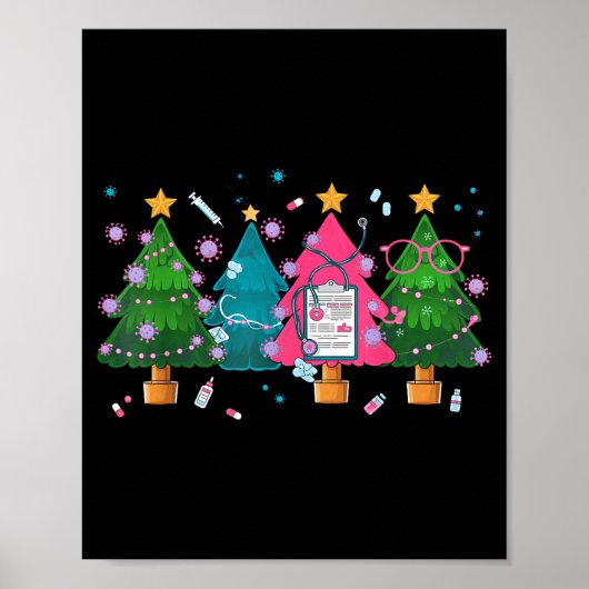 Nurse Christmas Stethoscope Nurses Xmas Scrub Top  Poster (Vorne)