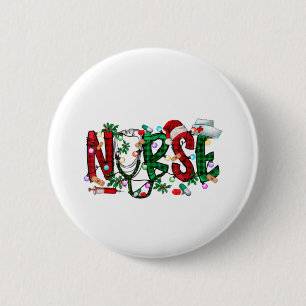 Nurse Christmas Tree Stethoscope RN LPN Scrub Nurs Button