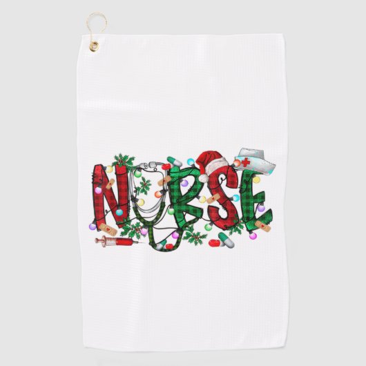 Nurse Christmas Tree Stethoscope RN LPN Scrub Nurs Golfhandtuch (Vorderseite)