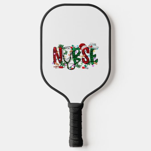 Nurse Christmas Tree Stethoscope RN LPN Scrub Nurs Pickleball Schläger (Vorderseite)