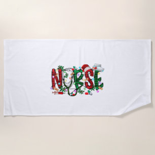 Nurse Christmas Tree Stethoscope RN LPN Scrub Nurs Strandtuch