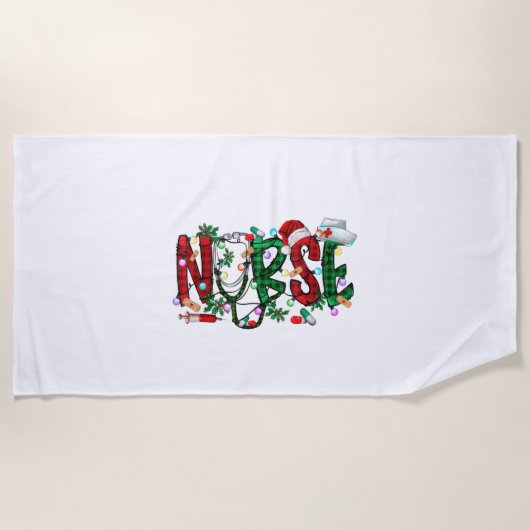 Nurse Christmas Tree Stethoscope RN LPN Scrub Nurs Strandtuch (Vorderseite)