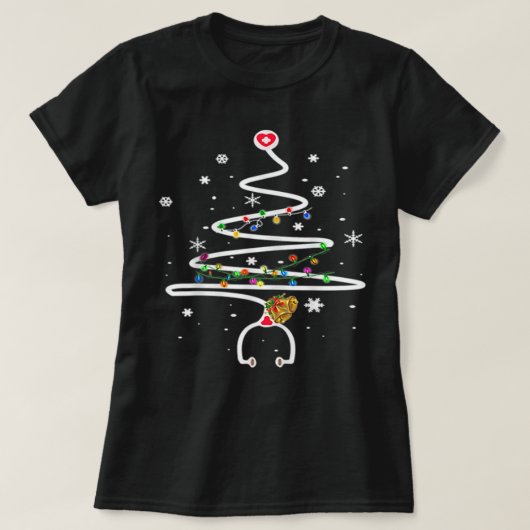 Nurse Christmas Tree Stethoscope RN LPN Scrub Nurs T-Shirt (Design vorne)