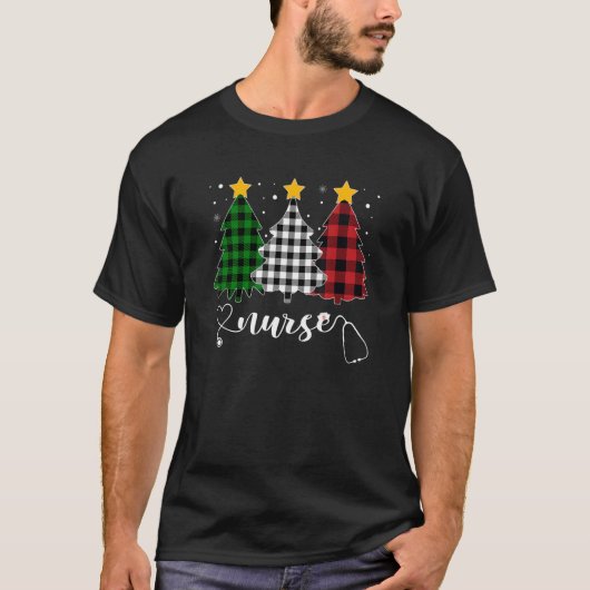 Nurse Christmas Tree Stethoscope RN LPN Scrub Nurs T-Shirt (Vorderseite)