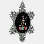 Nurse Christmas Tree Stethoscope RNLPN Scrub Schneeflocken Zinn-Ornament (Links)