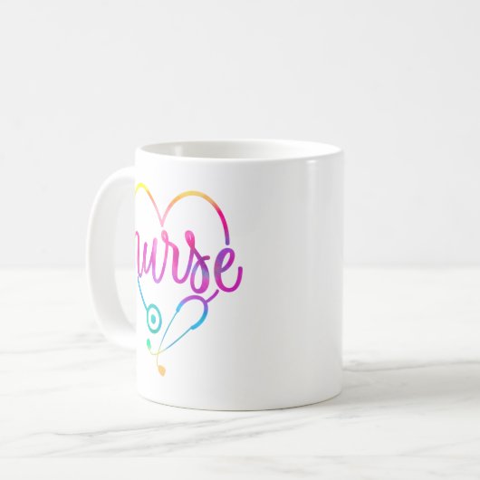 Nurse Colorful Stethoscope Kaffeetasse (Vorderseite Links)